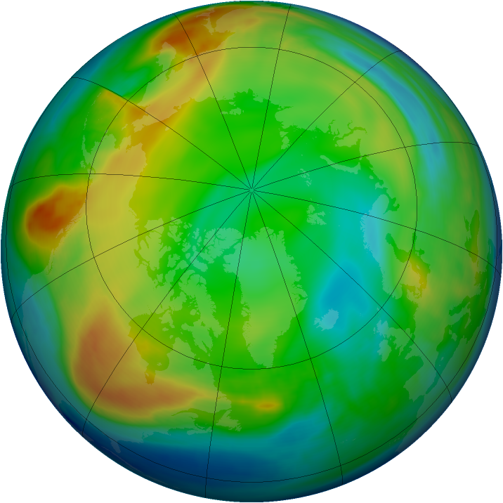 Arctic ozone map for 01 January 2008
